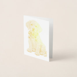 Schattige gele labrador met lint stempel folie kaarten