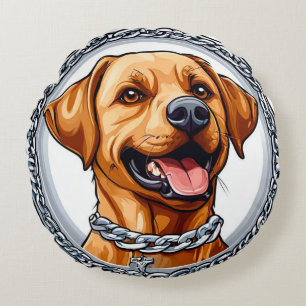 Schattige gele labrador rond kussen