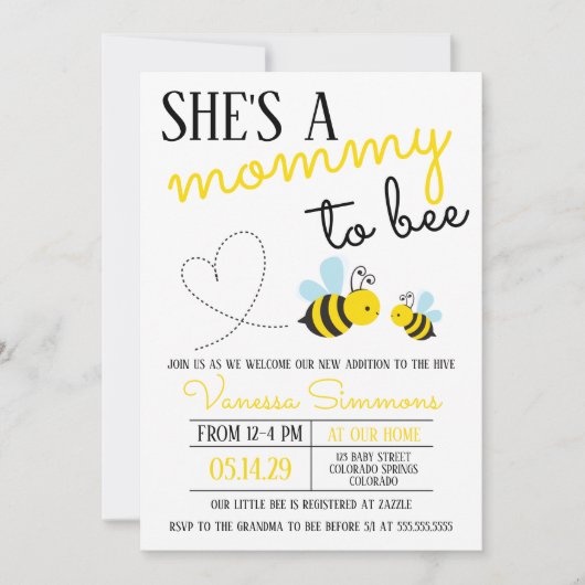 Schattige Gele Mama voor Bij Baby Shower Kaart (Voorkant)