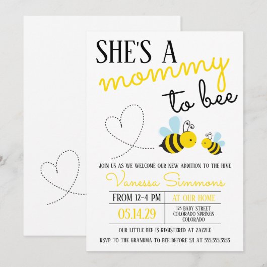 Schattige Gele Mama voor Bij Baby Shower Kaart (Voorkant / Achterkant)