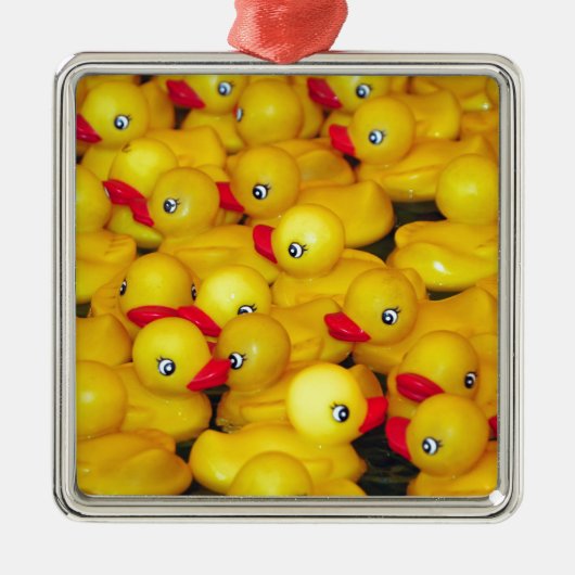 Schattige gele rubber eendjes metalen ornament (Voorkant)