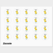 Schattige Gele Rubberen Rare Eend Aangepaste Naam Ronde Sticker (Vel)