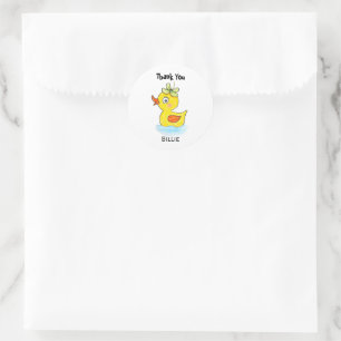 Schattige Gele Rubberen Rare Eend Aangepaste Naam Ronde Sticker