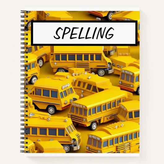 SCHATTIGE GELE SCHOOLBUSSEN NOTITIEBOEK (Voorkant)
