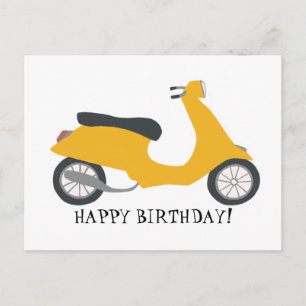 Schattige Gele Scooter GELUKKIGE VERJAARDAG Aangep Briefkaart
