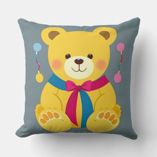 Schattige Gele Teddibeer Kussen (Voorkant)