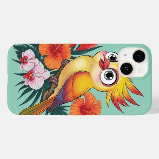 Schattige gele vogeltjes met bloemen Case-Mate iPhone case (Achterkant (horizontaal))
