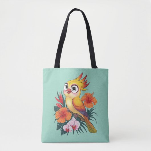 Schattige gele vogeltjes met bloemen tote bag (Voorkant)