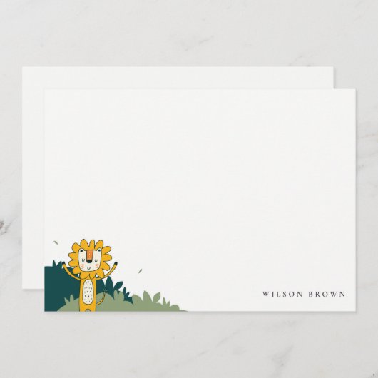 Schattige Gele Wilde Jungle Dier Leeuw Kinderen Ve Notitiekaartje (Voorkant / Achterkant)