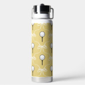 Schattige Gele Witte Strik Golf Patroon Monogram  Waterfles (Achterkant)