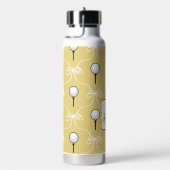 Schattige Gele Witte Strik Golf Patroon Monogram  Waterfles (Rechts)