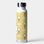 Schattige Gele Witte Strik Golf Patroon Monogram  Waterfles (Links)
