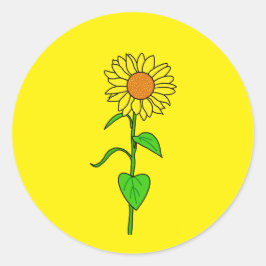 Schattige gele zonnebloem voor kleine zakelijke ve ronde sticker