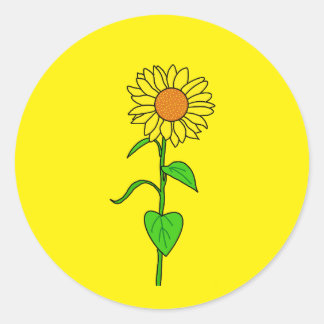 Schattige gele zonnebloem voor kleine zakelijke ve ronde sticker