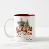 Schattige geloof in de magie van Kerstmis Tweekleurige Koffiemok (Links)