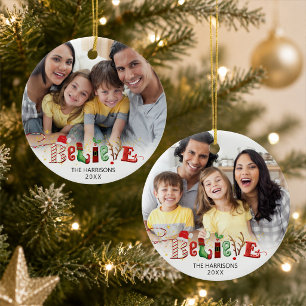 Schattige Geloof Kerst Spirit Typografie 2 Foto O Keramisch Ornament