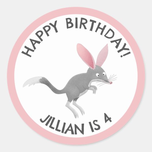 Schattige gelukkig Australisch bilby birthday gepe Ronde Sticker (Voorkant)