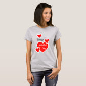 Schattige Gelukkig Valentijnsdag Hart van Vrouwen T-shirt (Voorkant volledig)