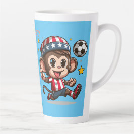 Schattige Gelukkige Aap Voetbalspeler Latte Mok