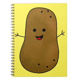 Schattige Gelukkige Aardappel, Gele Achtergrond Notitieboek