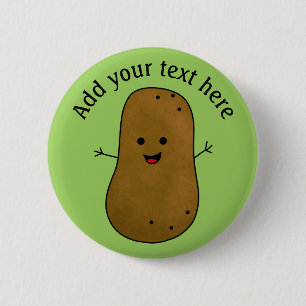 Schattige Gelukkige Aardappel, Gepersonaliseerde G Ronde Button 5,7 Cm