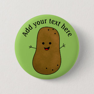 Schattige Gelukkige Aardappel, Gepersonaliseerde G Ronde Button 5,7 Cm