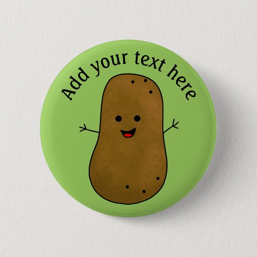 Schattige Gelukkige Aardappel, Gepersonaliseerde G Ronde Button 5,7 Cm (Voorkant)