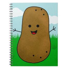 Schattige Gelukkige Aardappel in de Tuin Notitieboek