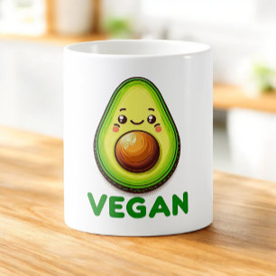 Schattige Gelukkige Avocado Veganistische Levensst Koffiemok