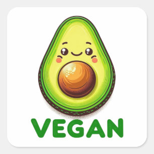 Schattige Gelukkige Avocado Veganistische Levensst Vierkante Sticker