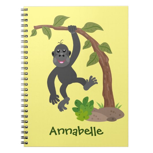 Schattige gelukkige baby gorilla cartoonillustrati notitieboek (Voorkant)