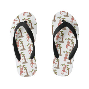 Schattige gelukkige baby orang-oetan cartoon illus kinder teenslippers