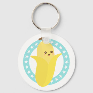 Schattige Gelukkige Banaan Fruit Sleutelhanger