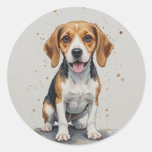 Schattige Gelukkige Beagle Huisdier Dier Ronde Sticker