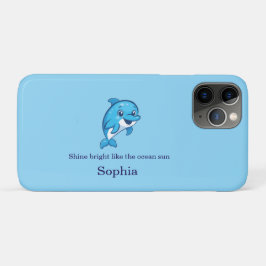 Schattige Gelukkige Blauwe Dolfijn Cartoon Zeeweze Case-Mate iPhone Case