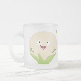 Schattige gelukkige bloemkool groente cartoon matglas koffiemok