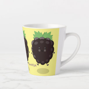 Schattige gelukkige braam paarse cartoon illustrat latte mok