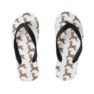 Schattige gelukkige bruine alpaca cartoon kinder teenslippers