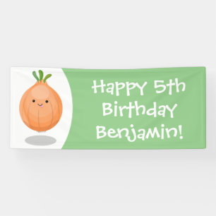 Schattige gelukkige bruine ui groene cartoonillust spandoek