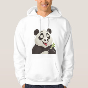 Schattige Gelukkige Cartoonpanda met Bamboe Sweate Hoodie