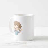 Schattige Gelukkige Chibi Dagelijkse Stemming Mok (Voorkant links)
