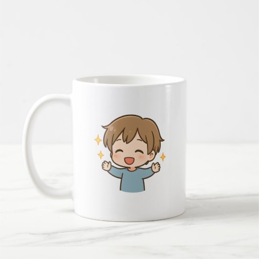 Schattige Gelukkige Chibi Dagelijkse Stemming Mok (Links)