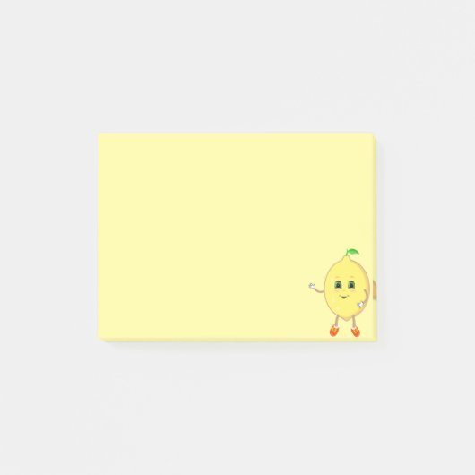 Schattige gelukkige citroen op geel post-it® notes (Voorkant)