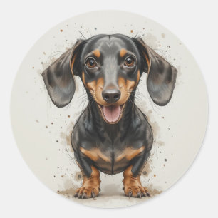 Schattige Gelukkige Dachshond Huisdier Ronde Sticker