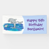 Schattige gelukkige dolfijnen gepersonaliseerde ve spandoek (Horizontaal)