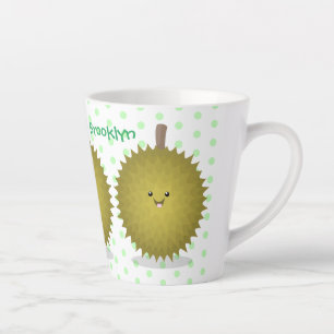 Schattige gelukkige durian cartoon illustratie latte mok