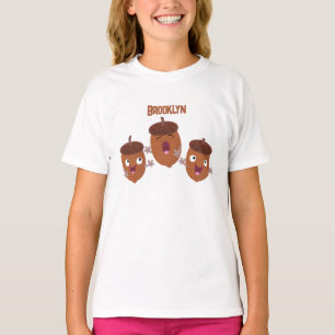 Schattige gelukkige eikels die een tekenfilm voor  t-shirt