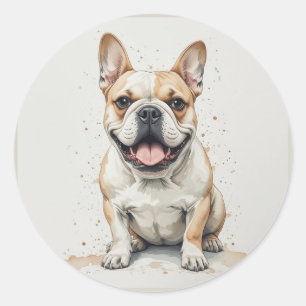 Schattige Gelukkige Franse Bulldog Huisdier Dier Ronde Sticker