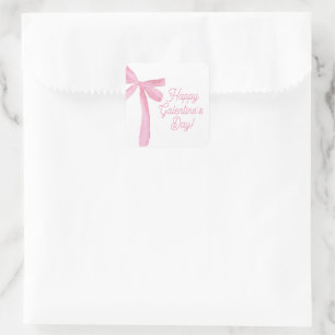 Schattige gelukkige Galentine's Day Roze linten St Vierkante Sticker