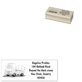 Schattige gelukkige gele schoolbus cartoon rubberstempel (Gestempeld)